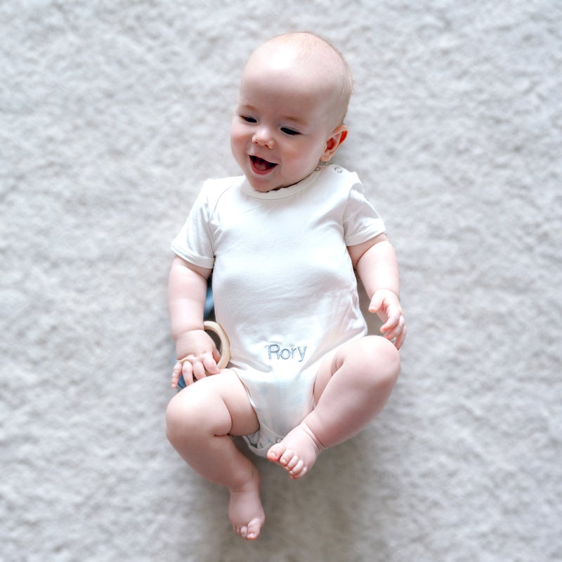 Lovingly Signed White Bamboo Short Sleeve Babygrow (Size 6-12 months) - Image 3